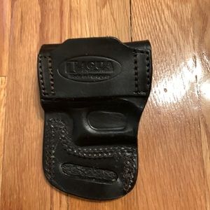 Black leather gun holster for 9mm